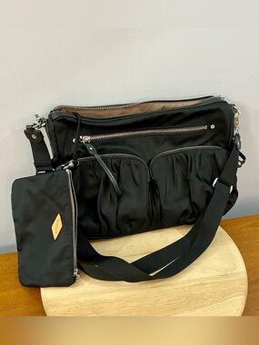 MZ Wallace Hayley Black Bedford Nylon Crossbody Shoulder Bag with Pouch